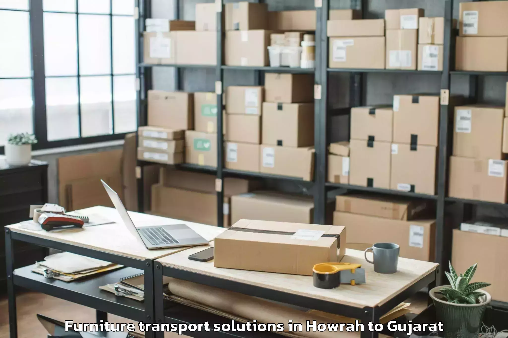 Trusted Howrah to Jamnagar Furniture Transport Solutions